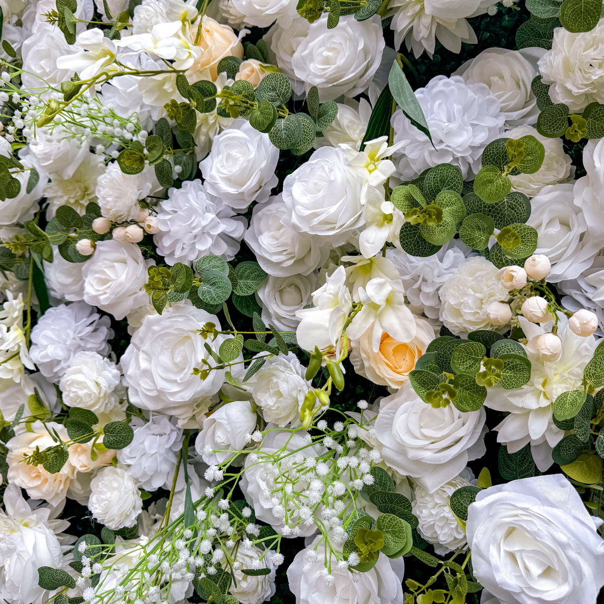 Exquisite All - White Artificial Flower Wall - The Epitome of Elegant and Romantic Style for Weddings and Events-VF-805