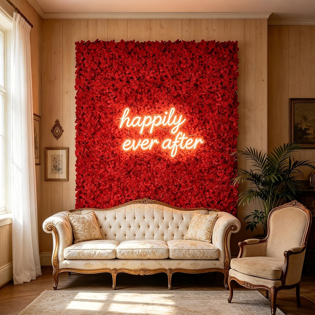 8pcs Red Flower Wall Panels - 3D Realistic Artificial Flower Backdrop, Dense No-Gap Floral Decor for Weddings, Baby Showers, Bridal Showers, Parties, Photography Background, Home & Event Use, Reusable And Easy to Install