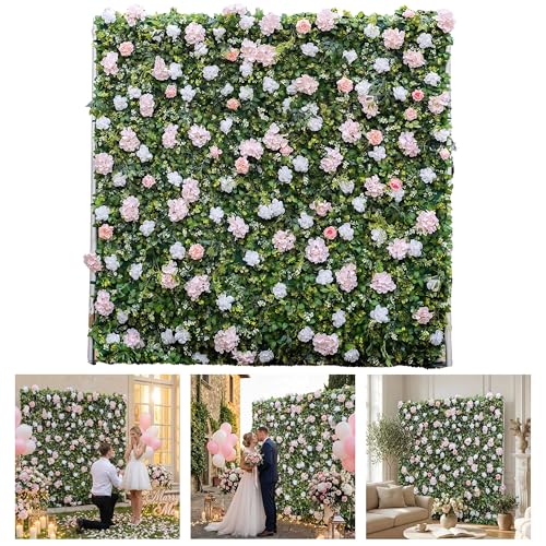 4ft*8ft Artificial Flower Wall Panels, 3D Silk Rose White Floral Backdrop - Pinklin / 4ft*8ft