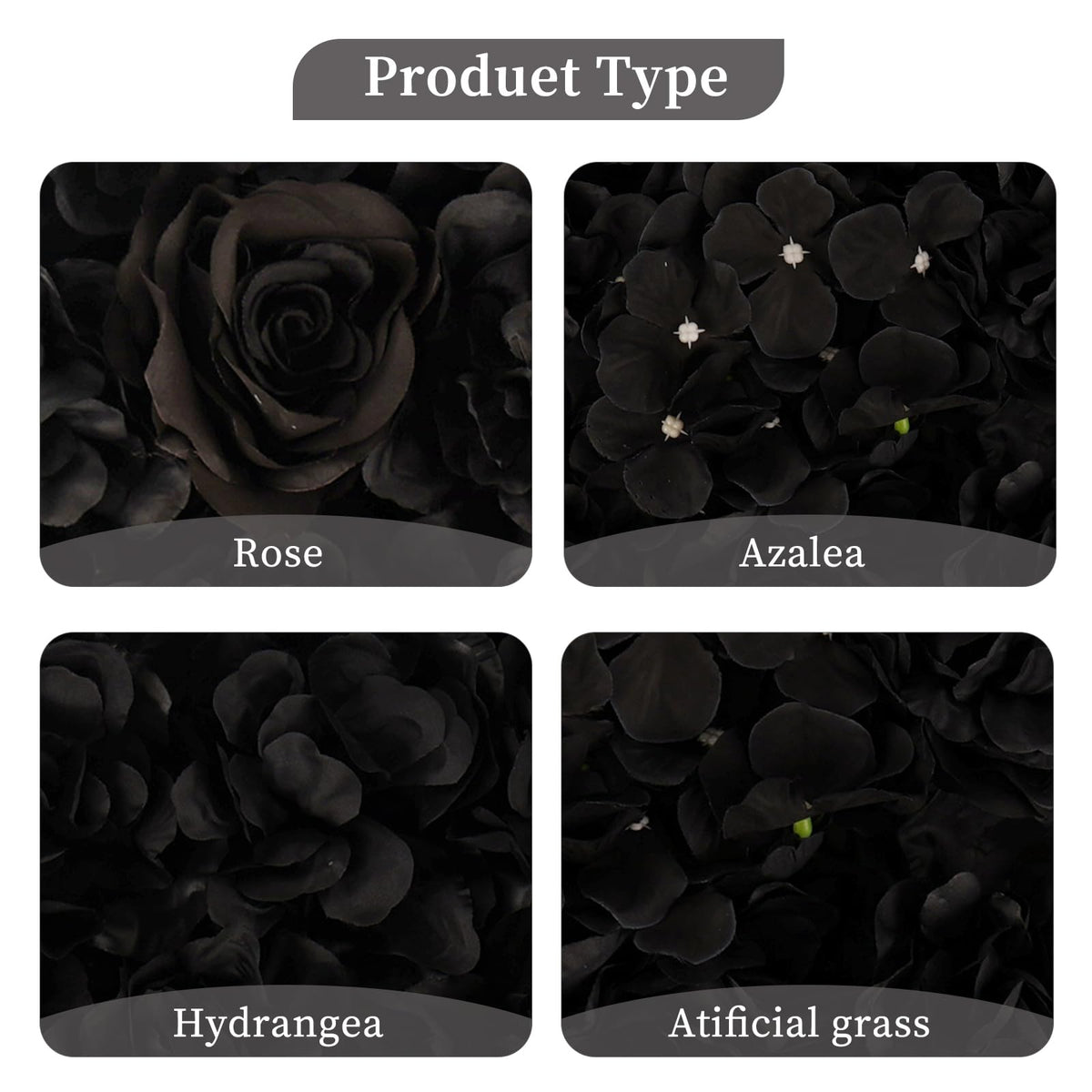 3D Flower Wall Backdrop 12 Pcs 15×15 Inch Black Dahlia