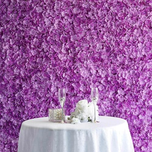 Efavormart 11 Sq ft. | Pink/Cream UV Protected Hydrangea Flower Wall Mat Backdrop - 4 Artificial Panels - Purple
