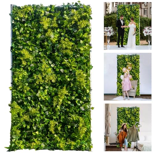 4ft*8ft Artificial Flower Wall Panels, 3D Silk Rose White Floral Backdrop - Greenery / 4ft*8ft