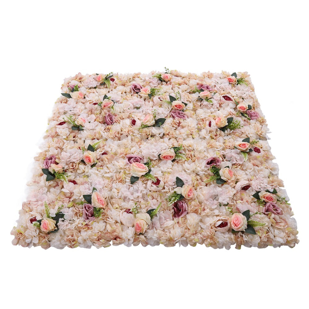 Flower Wall, Artificial Flowers, 6pcs Champagne Pink And Autumn Yellow Peony Rose Wall, Rich Layered Floral Layout, Cuttable Design, Romantic Blessing Meaning, for Wedding Backdrop Party Scene Decoration