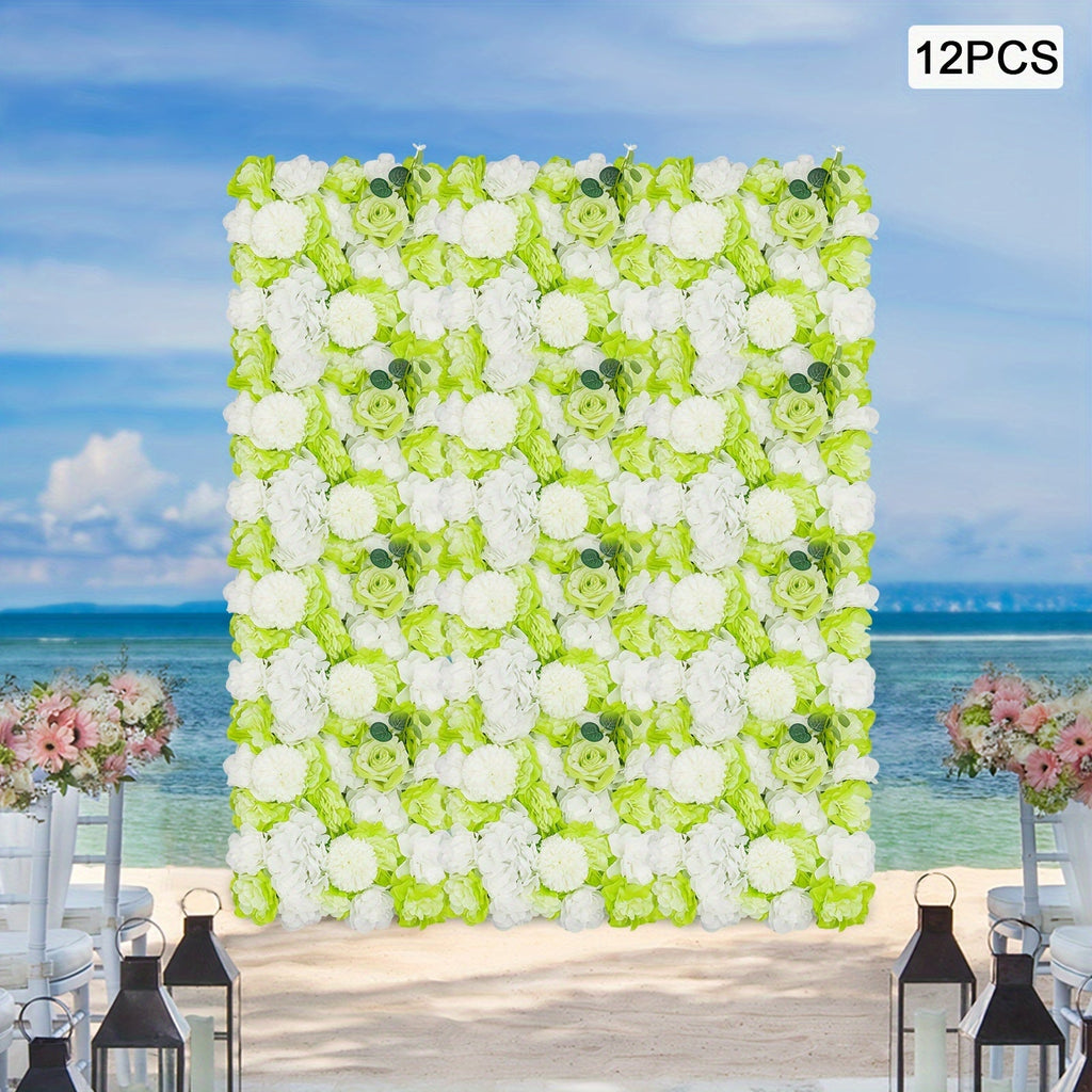 [Flowers Wall Panel] 3D Flowers Wall Panel 15 * 15in Artificial Flower Wall Background Silk Rose Mat