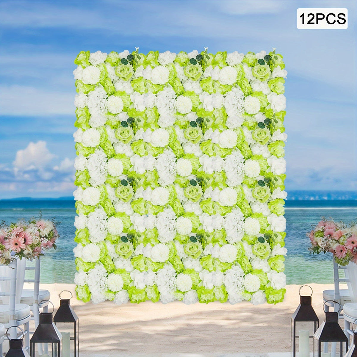 [Flowers Wall Panel] 3D Flowers Wall Panel 15 * 15in Artificial Flower Wall Background Silk Rose Mat