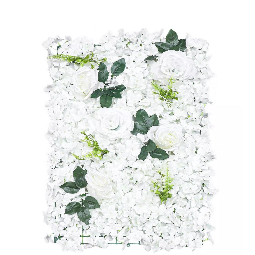 6pcs Artificial Flower Wall Pane Rose Wedding Backdrop Decor White