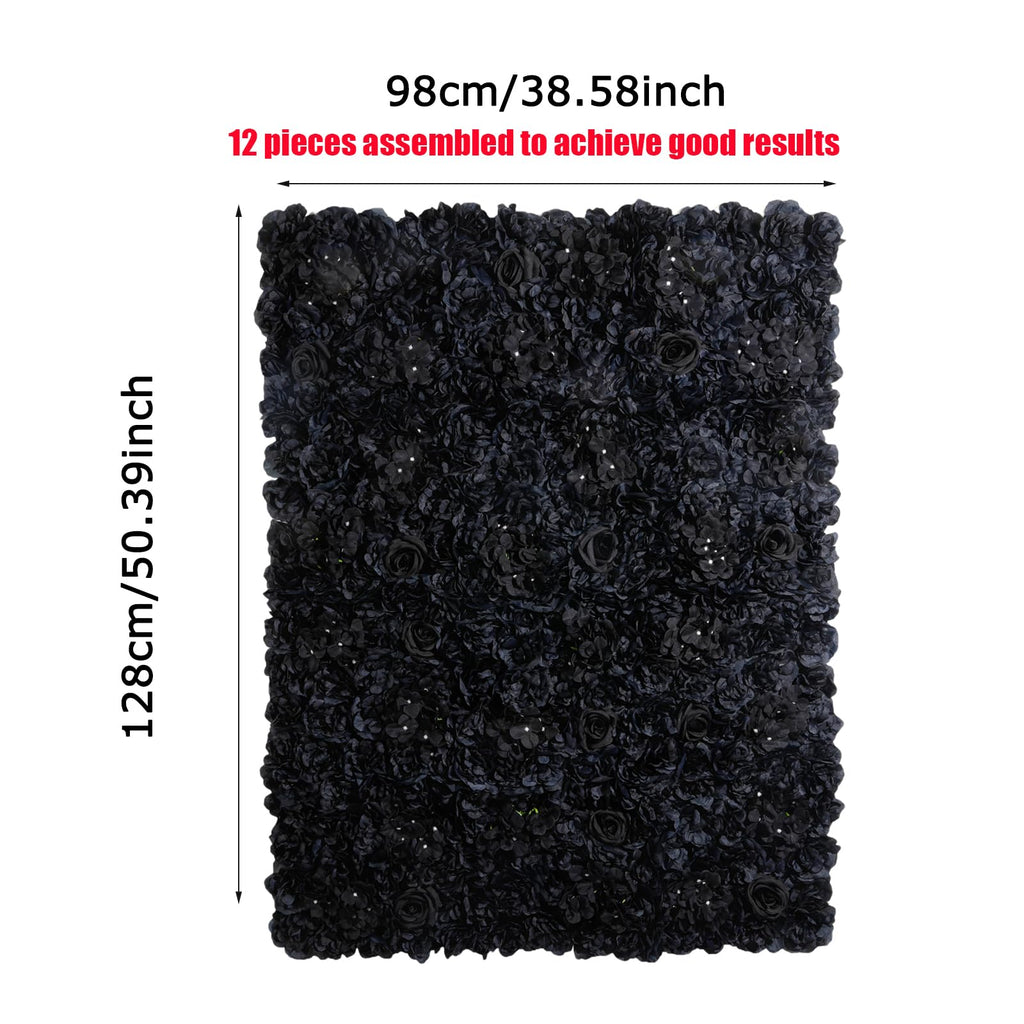 3D Flower Wall Backdrop 12 Pcs 15×15 Inch Black Dahlia