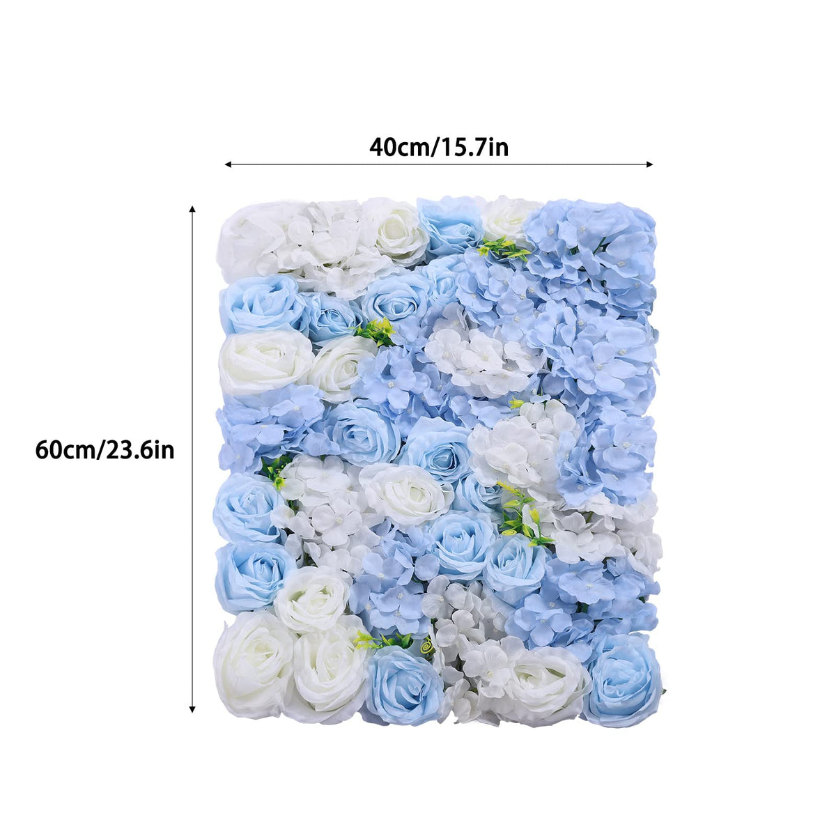 LOYALHEARTDY 4 Pack Artificial Flower Wall Panels 24" x 16" Blue & White Faux Hydrangea and Rose Artificial Flower Backdrop Panels for Wedding Party Event Flower Wall Decor