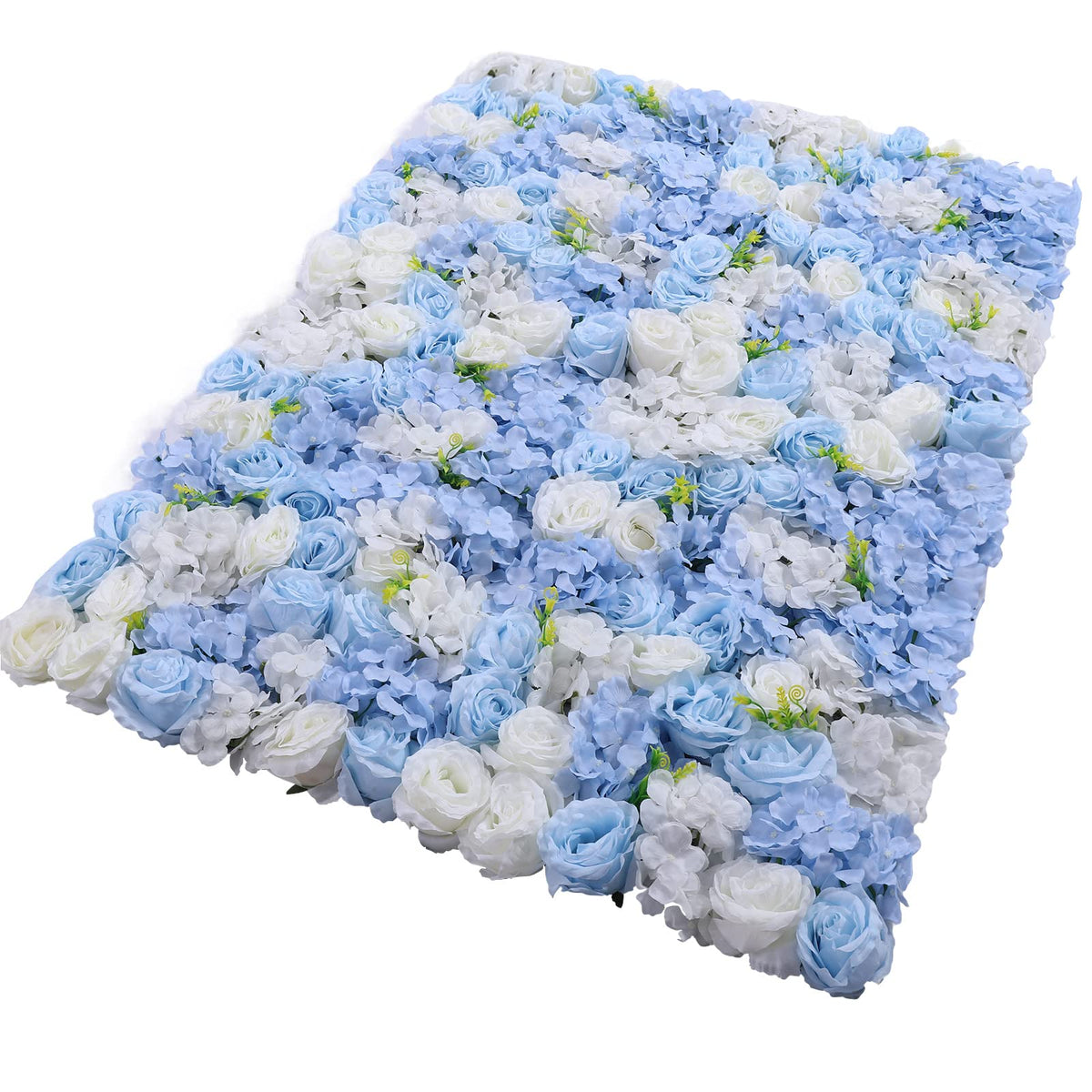 LOYALHEARTDY 4 Pack Artificial Flower Wall Panels 24" x 16" Blue & White Faux Hydrangea and Rose Artificial Flower Backdrop Panels for Wedding Party Event Flower Wall Decor