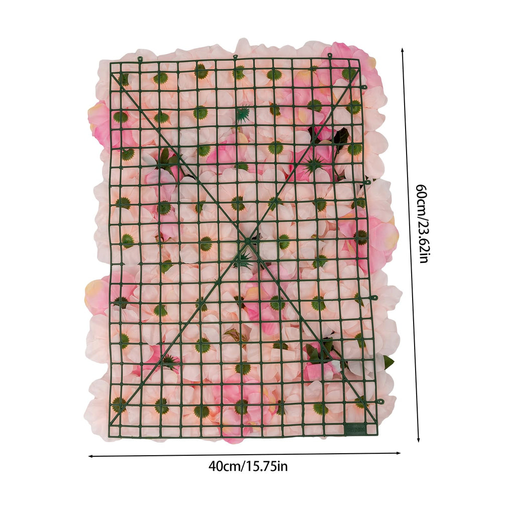 20 Pcs Artificial Floral Backdrop 3D Silk Rose Flower Wall Panel 60x40CM Flower Wall Background Wall-Mount Floral Wall Arrangement for Home Decoration (Light Pink)