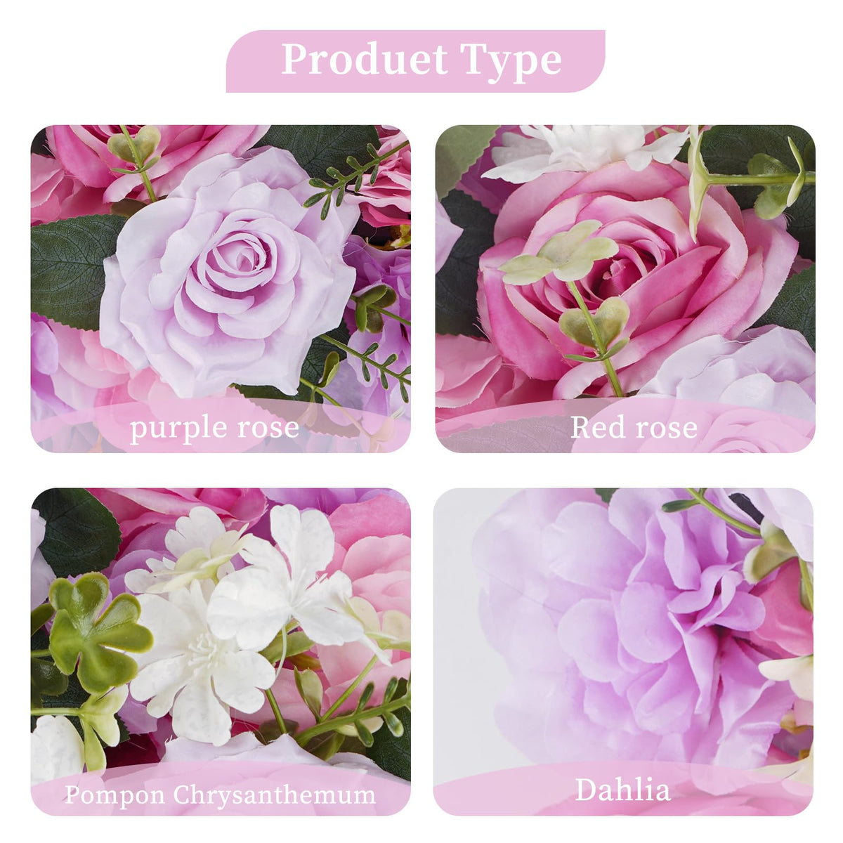 Wedding Arch Decorations 10 PCS 20.47 Inch Pink & Purple