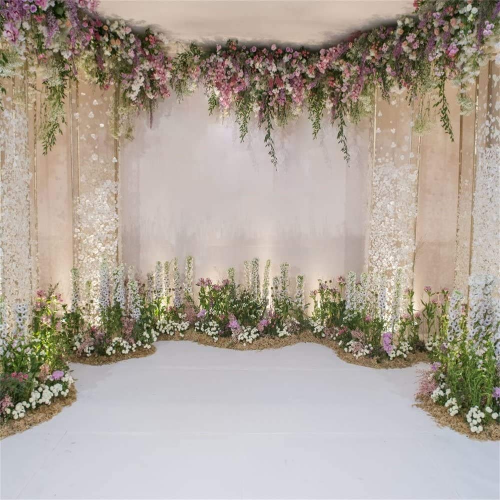 Champagne White Wedding Flower Backdrop 5ftx3.74ft Artificial Floral Backdrop Wall Panels for Bridal Shower Birthday Party Decor