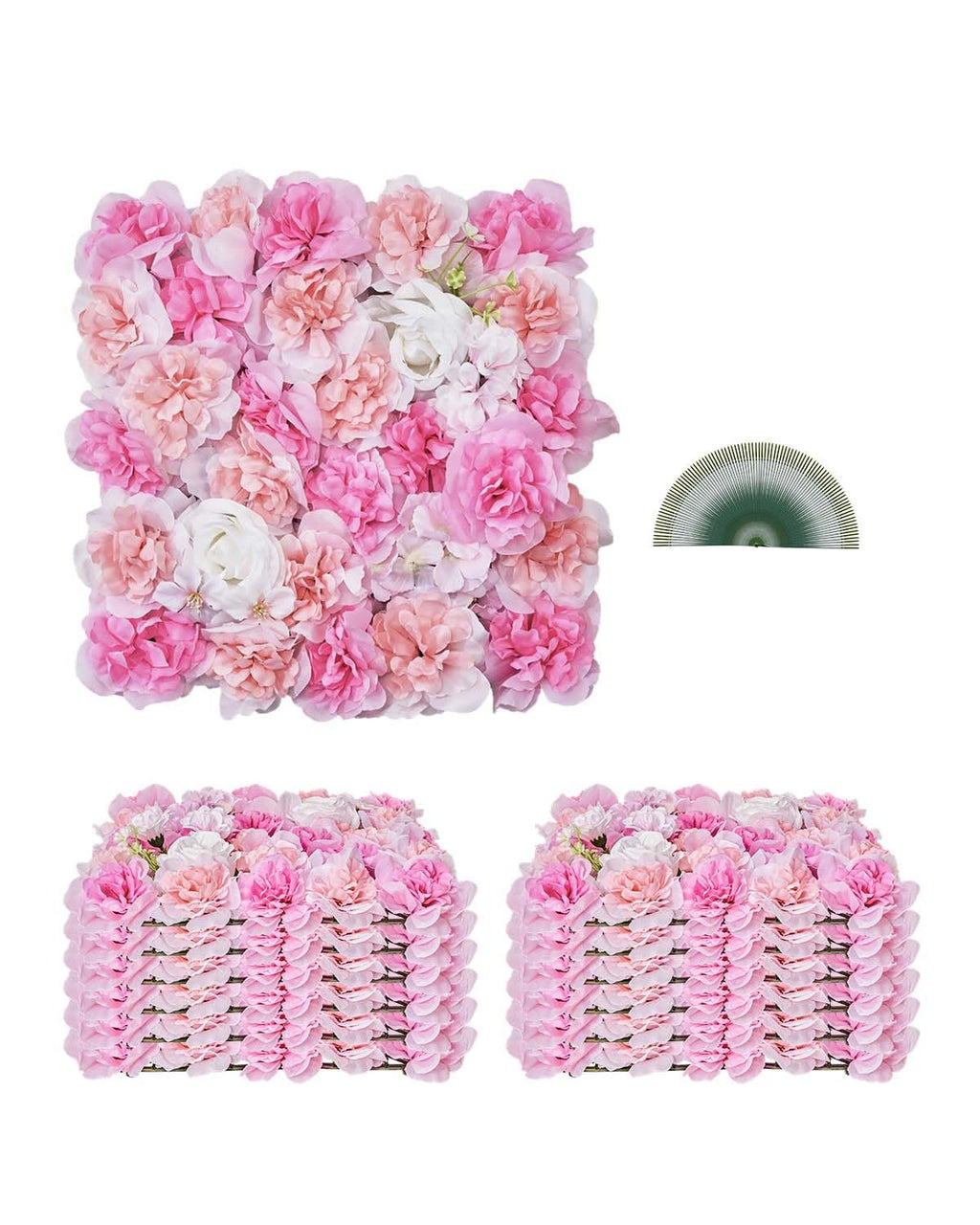 Flower Wall Backdrop 12pcs 16.5"x16.5"Artificial Floral Panels-Pink