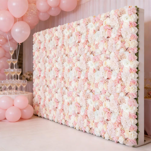 12 Pcs Artificial Flower Wall Panels, 23.6x15.74 Inch Flower Wall Mat Silk Flowers Panels for Wedding Backdrop Outdoor Garden Fence Photo Background Home Party Decor (Pink)