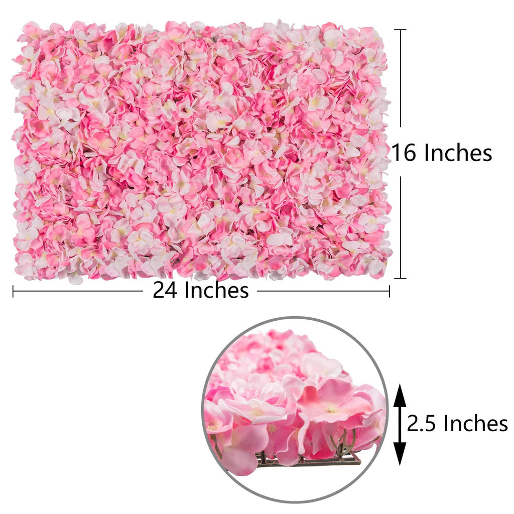 U'Artlines Artificial Flower Wall Panel 4 Pcs Silk Floral Backdrop Pink