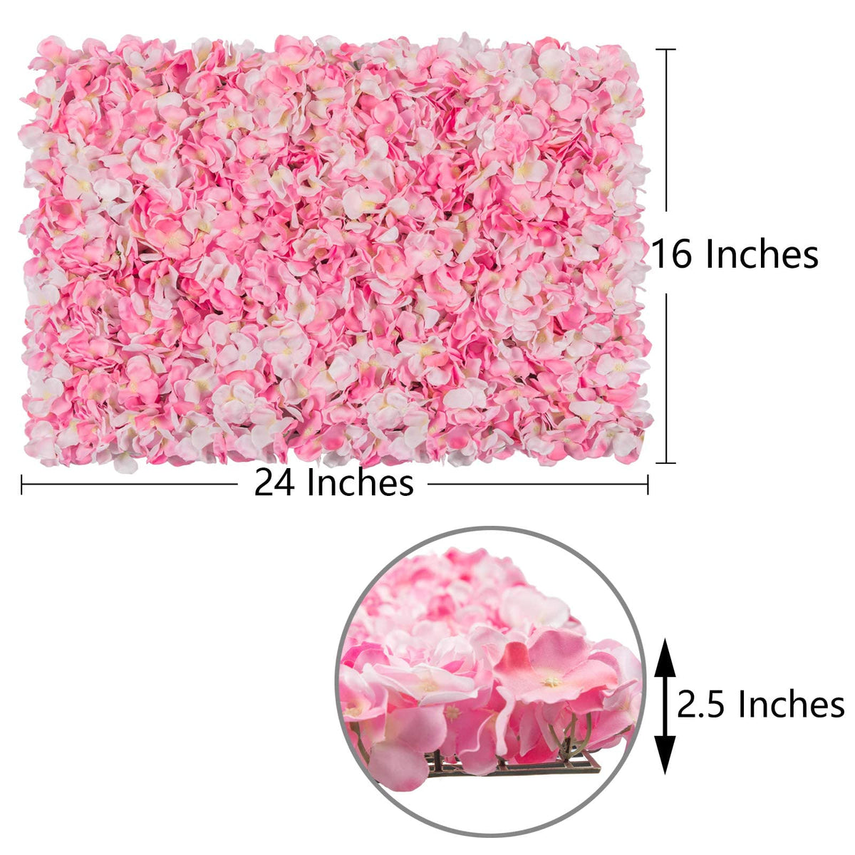 U'Artlines Artificial Flower Wall Panel 4 Pcs Silk Floral Backdrop Pink