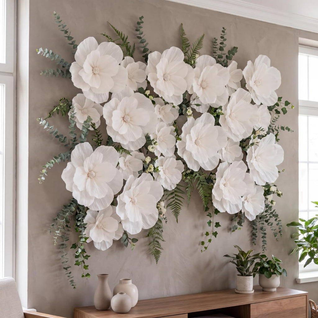 12 Pcs Giant Paper Flowers Artificial Large, White