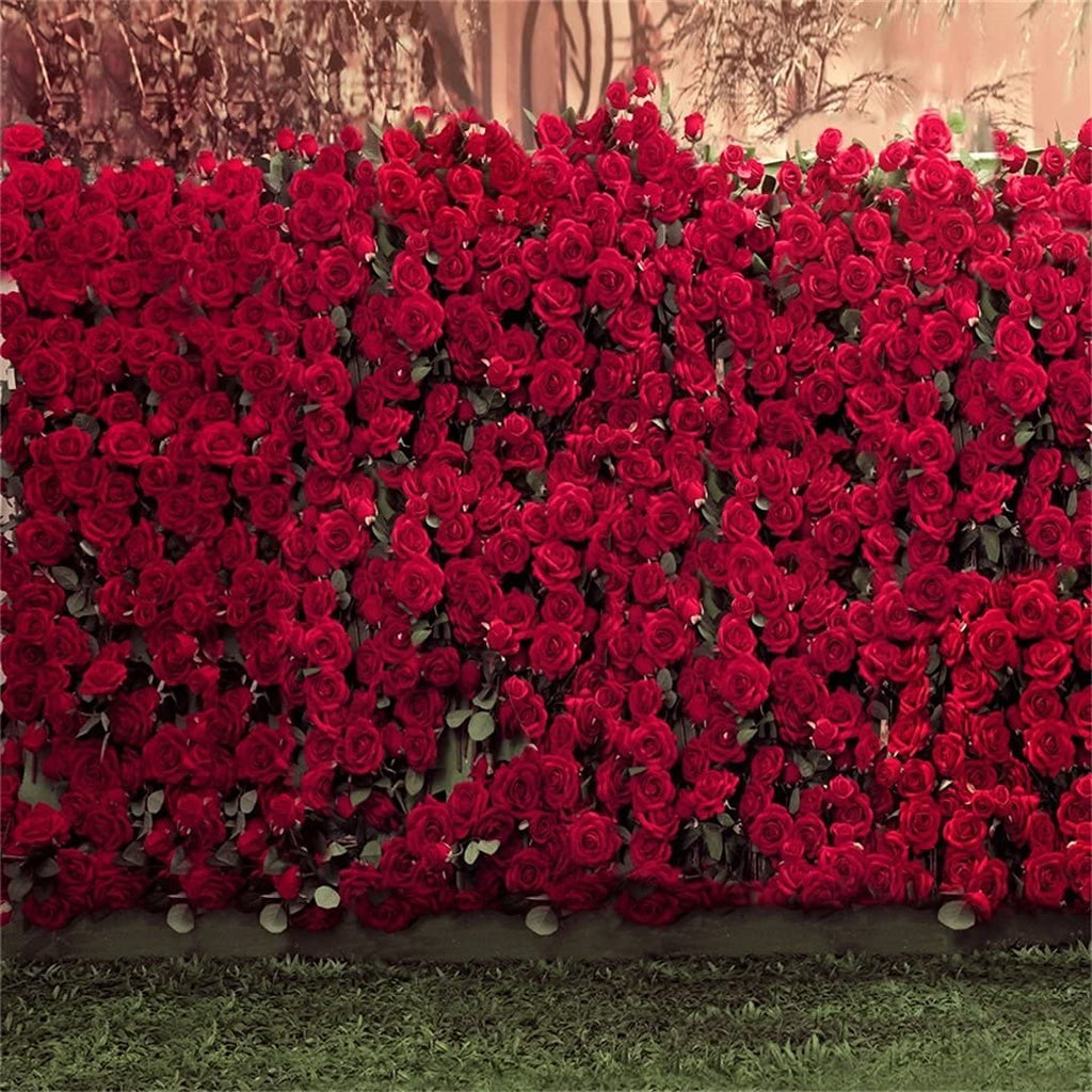 BLOSMON Red Flower Wall Backdrop for Wedding Decor, 12 Pcs, 24 x 16 Inches