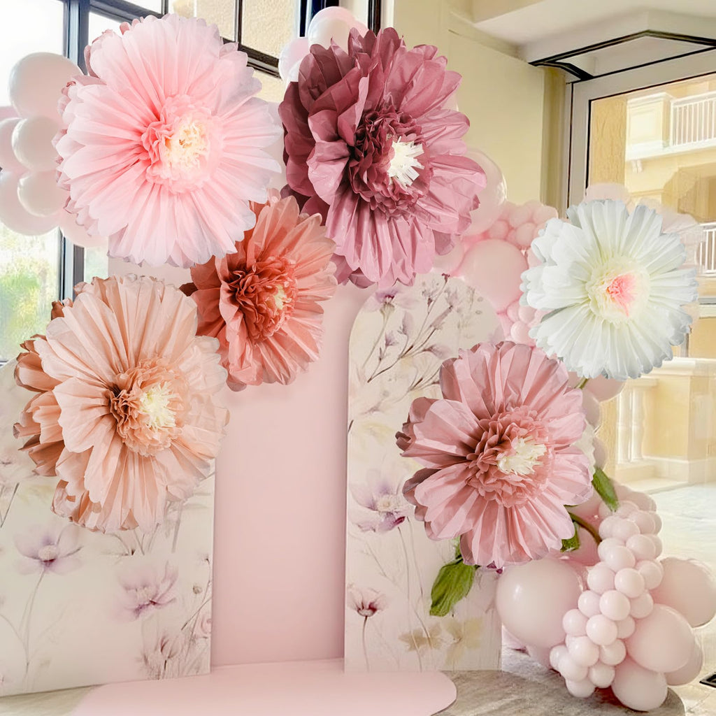 Flower Wall Backdrop 6 Panels 24x16 Inch Dusty Blue