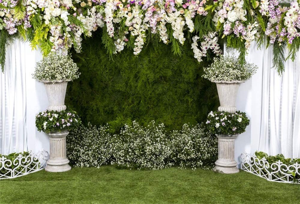 Champagne White Wedding Flower Backdrop 5ftx3.74ft Artificial Floral Backdrop Wall Panels for Bridal Shower Birthday Party Decor