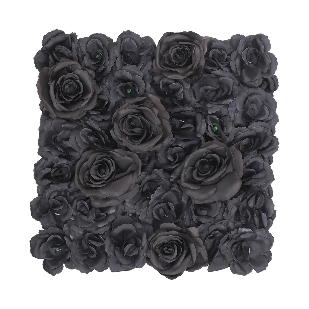 Flower Wall Panels 12PCS Artificial Flowers Decoration Black Fake Rose Wall Background Arrangements Large Silk Floral Backdrop for Indoor And Outdoor Wedding Decor, Party,Villa, Garage,Funeral (12)