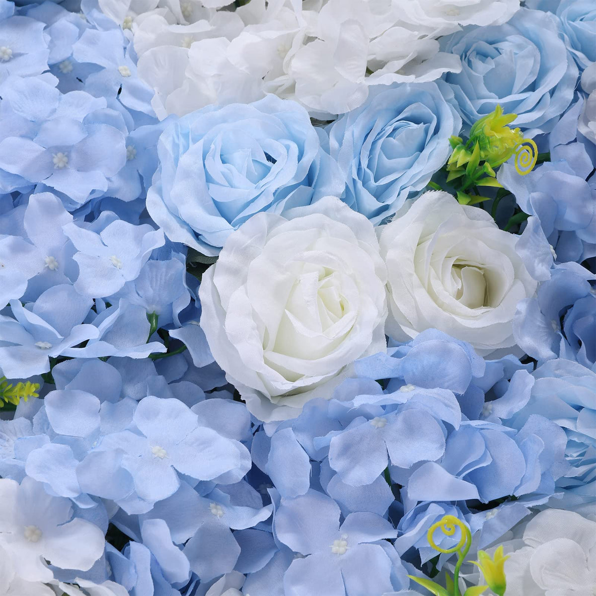 LOYALHEARTDY 4 Pack Artificial Flower Wall Panels 24" x 16" Blue & White Faux Hydrangea and Rose Artificial Flower Backdrop Panels for Wedding Party Event Flower Wall Decor