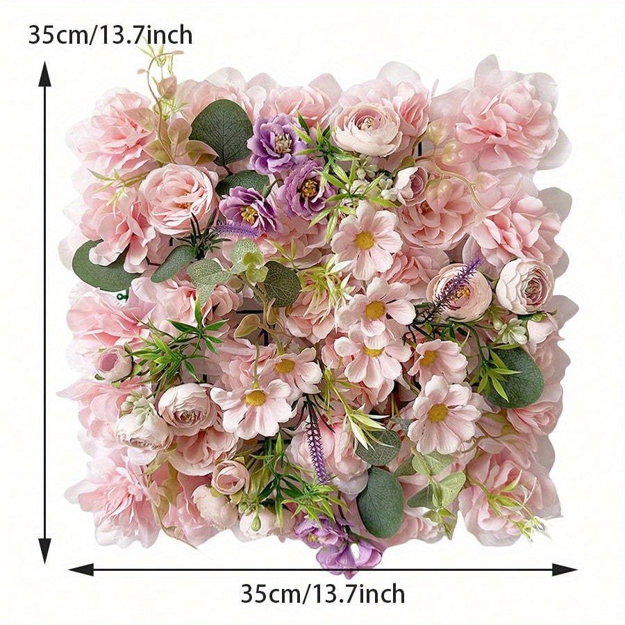 2pcs Flower Wall Panel Floral Backdrop, Flower Wall Decor, 13.8" X 13.8" Rose Wall, Artificial Flower Wall Backdrop Faux Flower Panel for Wedding, Party, Home
