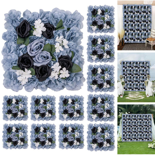 12-Pack 15x15 Inch Artificial Rose Flowers Panel | Wall Panels for Wedding, Photography, Party & Event Decorations, Made of Plastic by TROPOW