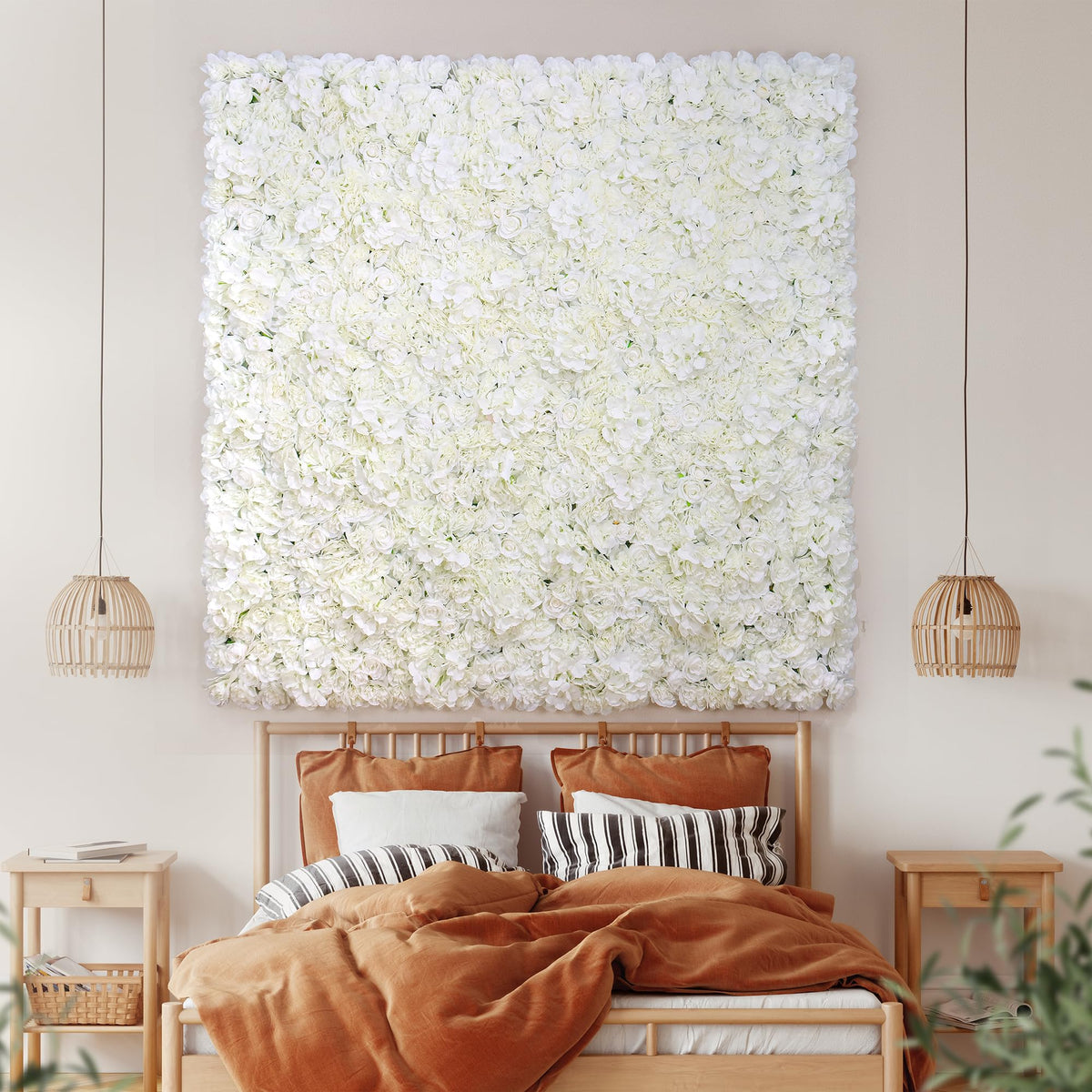12pcs Flower Wall Backdrop16.5 x16.5 Artificial Floral Panels-White