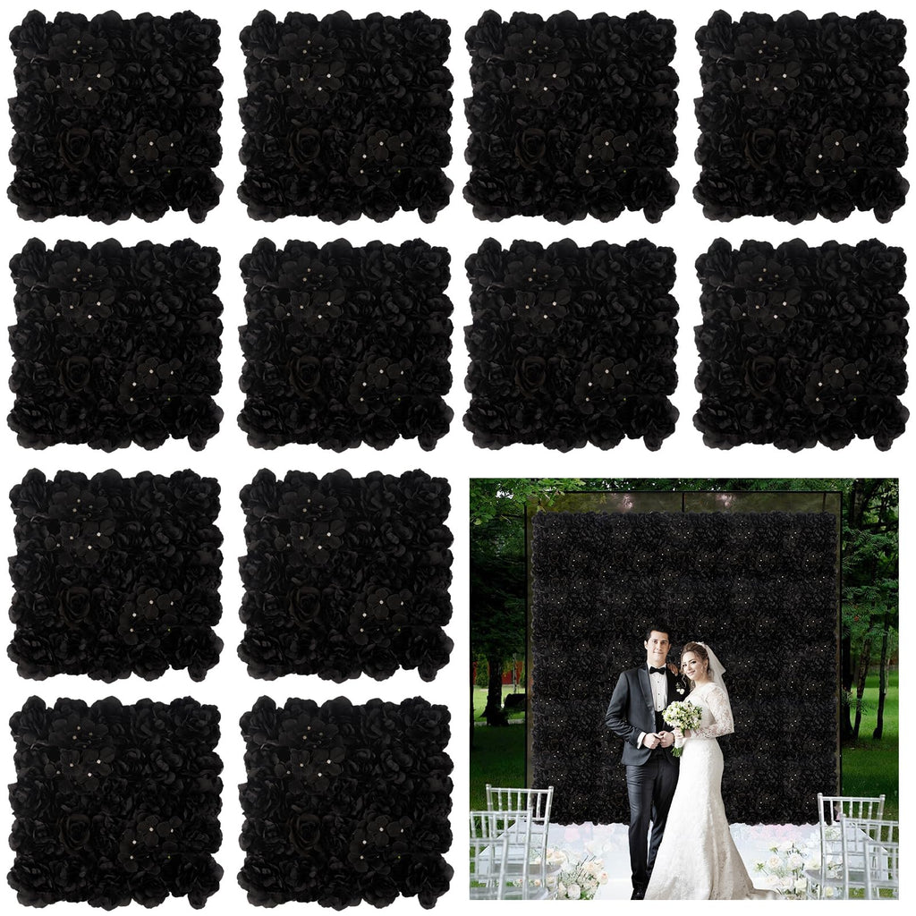 3D Flower Wall Backdrop 12 Pcs 15×15 Inch Black Dahlia