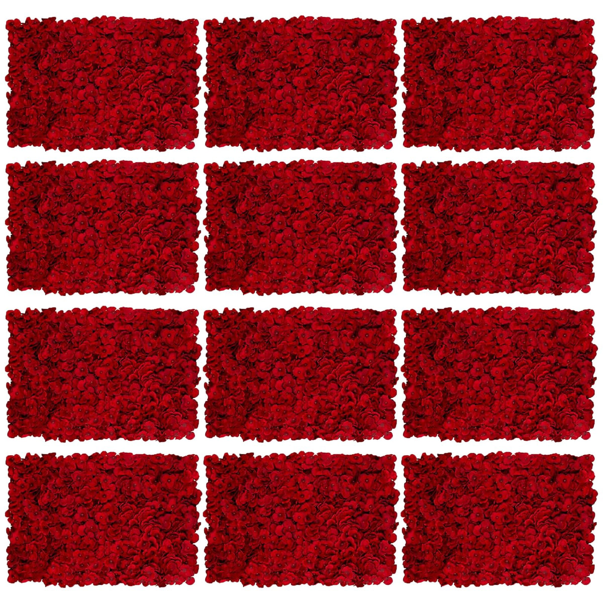 Flower Wall, Silk Artificial Flower Wall Backdrop for Wedding, Party and Home Decor, Fake Floral Panels for Bridal, White and Gold, 8 x 8ft