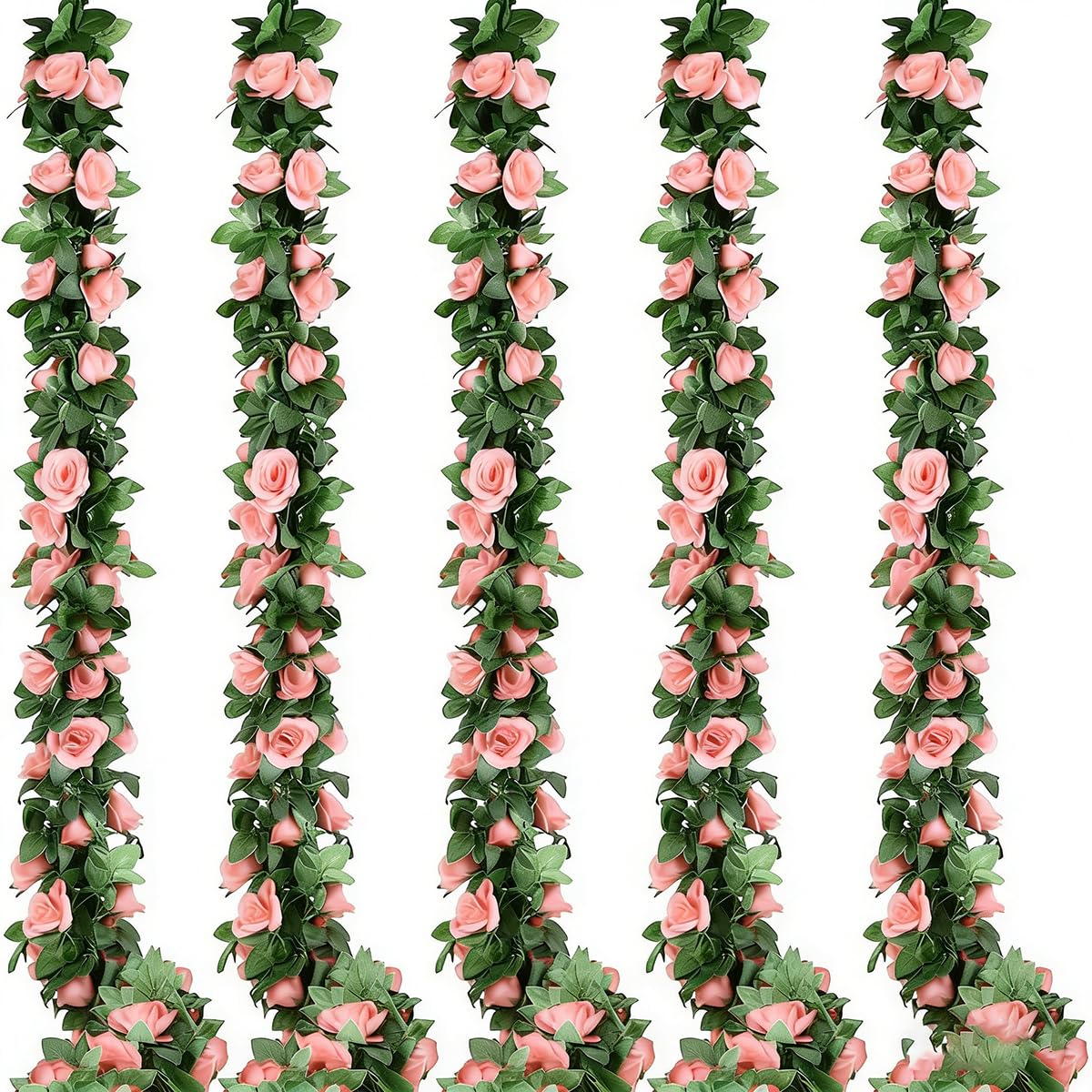 9 Pack 72 FT Artificial Flower Garland Fake Pink Roses Vines Silk Flowers