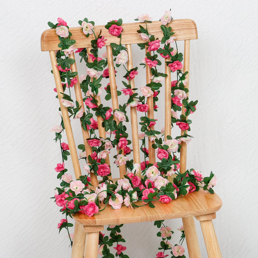 9 Pack 72 FT Artificial Flower Garland Fake Pink Roses Vines Silk Flowers