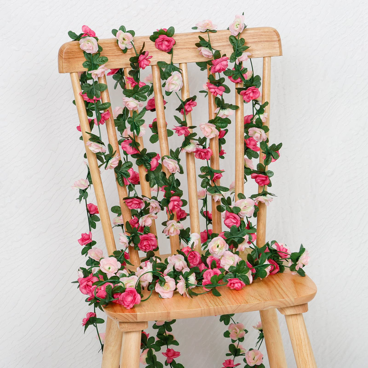9 Pack 72 FT Artificial Flower Garland Fake Pink Roses Vines Silk Flowers