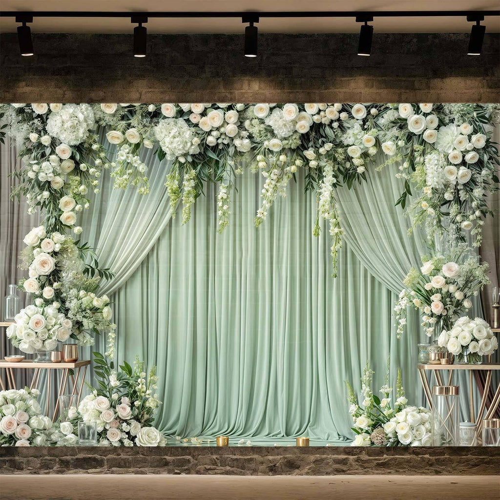 Champagne White Wedding Flower Backdrop 5ftx3.74ft Artificial Floral Backdrop Wall Panels for Bridal Shower Birthday Party Decor