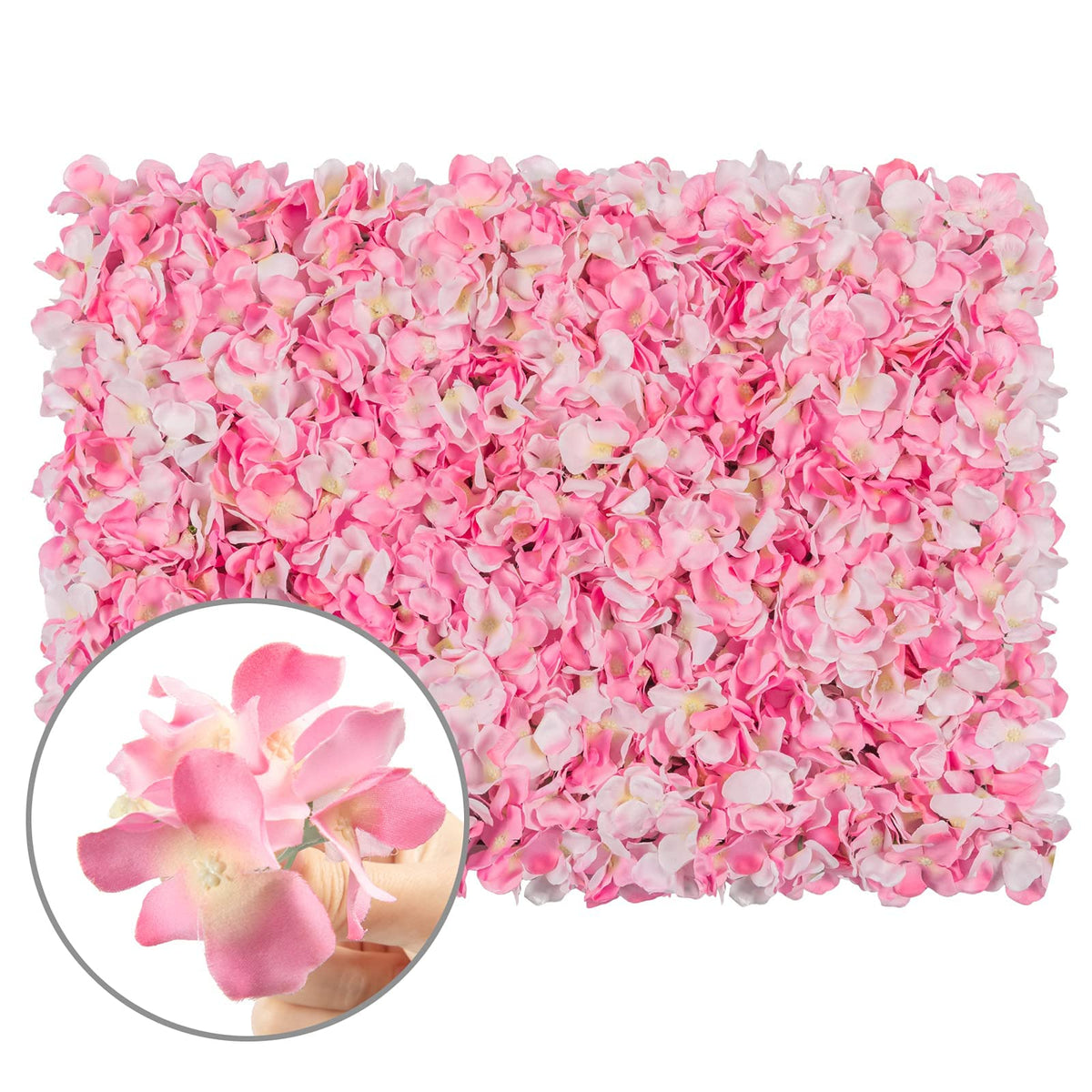 U'Artlines Artificial Flower Wall Panel 4 Pcs Silk Floral Backdrop Pink