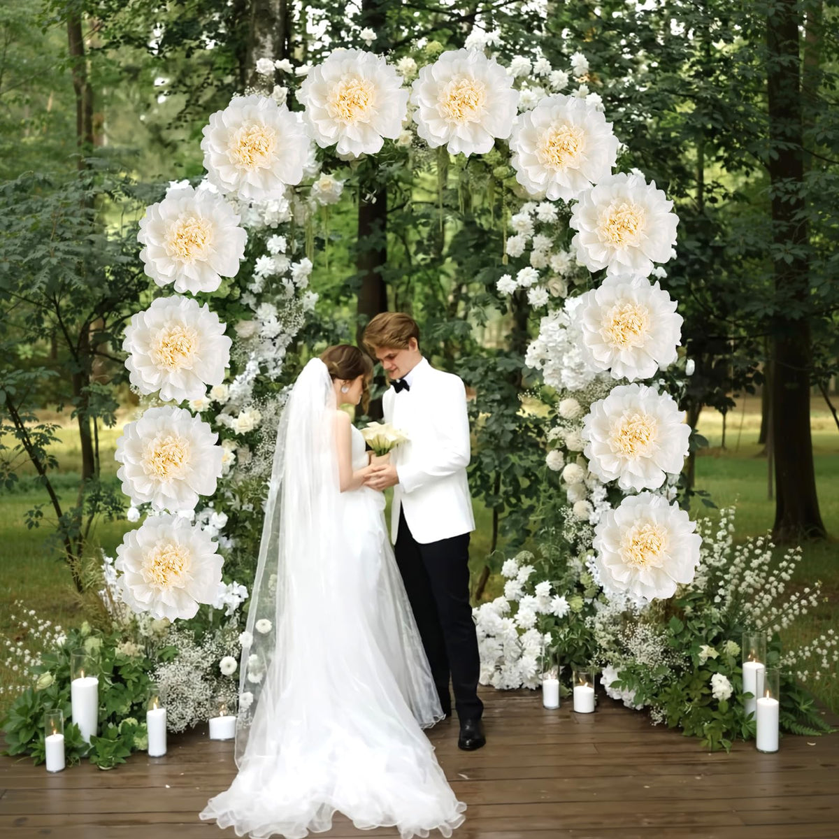 12 Pcs Giant Paper Flowers Artificial Large, White