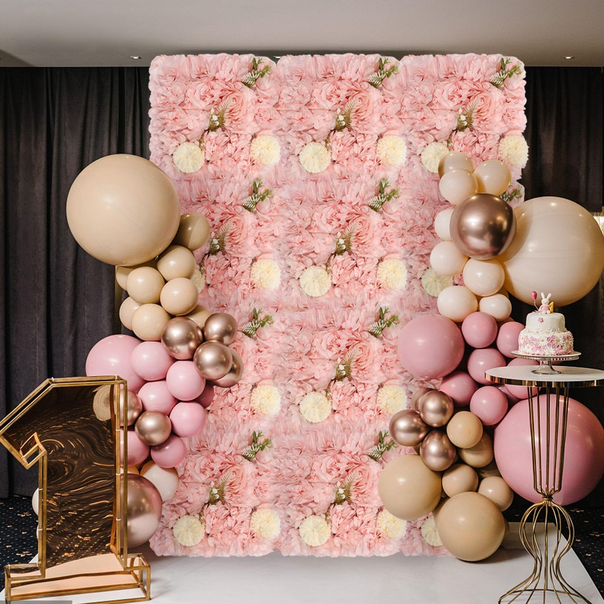 12 Pcs Artificial Flower Wall Panels, 23.6x15.74 Inch Flower Wall Mat Silk Flowers Panels for Wedding Backdrop Outdoor Garden Fence Photo Background Home Party Decor (Pink)