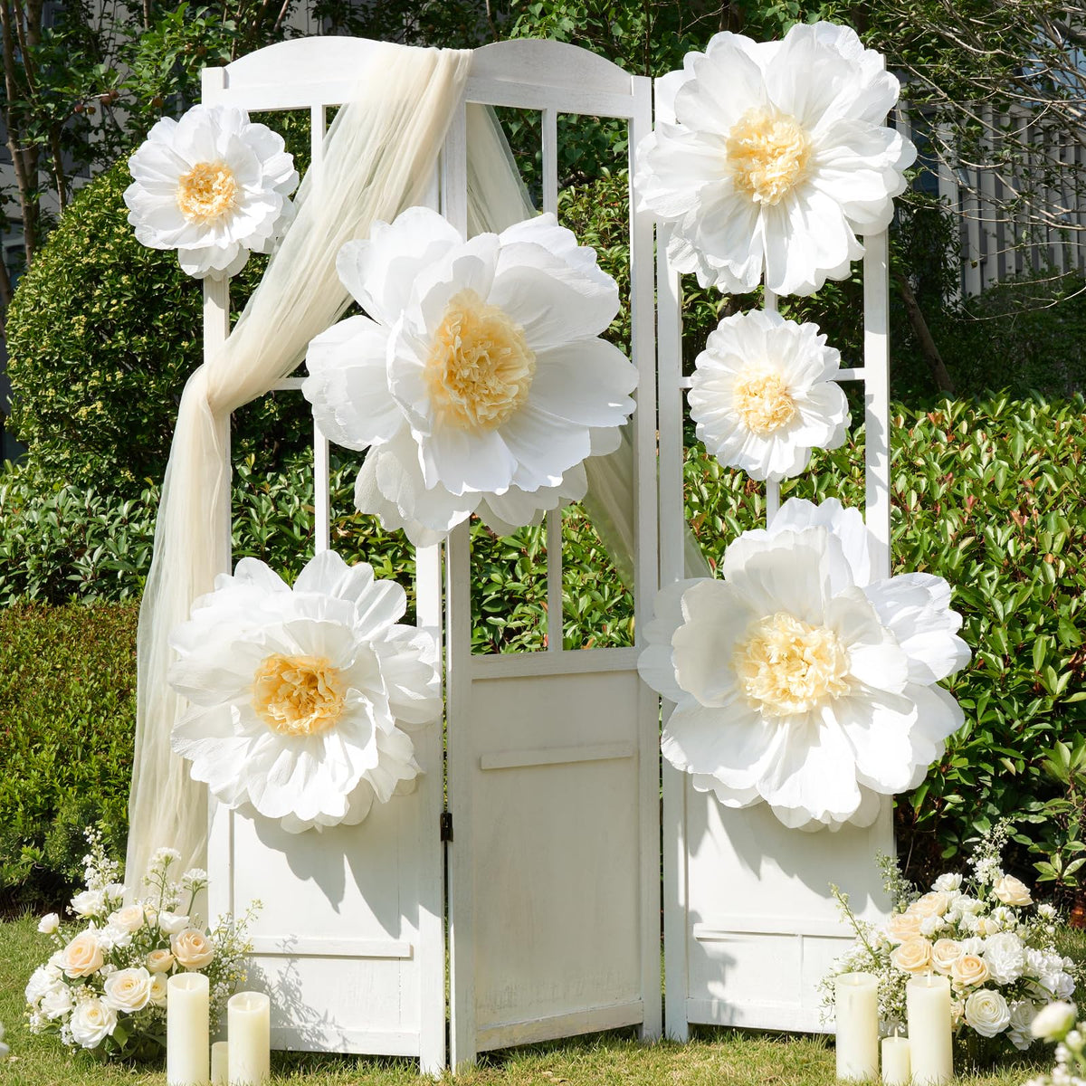 VEVOR Artificial Luxury‌ Flower Wall Backdrop, 2 PCS, Each Panel 2 x 8 ft, Gorgeous 3D Silk Floral Backdrop Pet Friendly, Easy Installation Flower Wall Panel for Wedding, Event, Party,Mixed Leaf