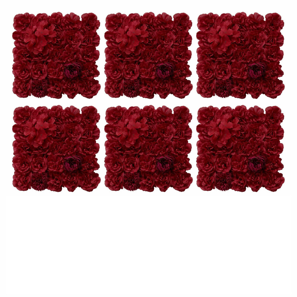 BLOSMON Red Flower Wall Backdrop for Wedding Decor, 12 Pcs, 24 x 16 Inches