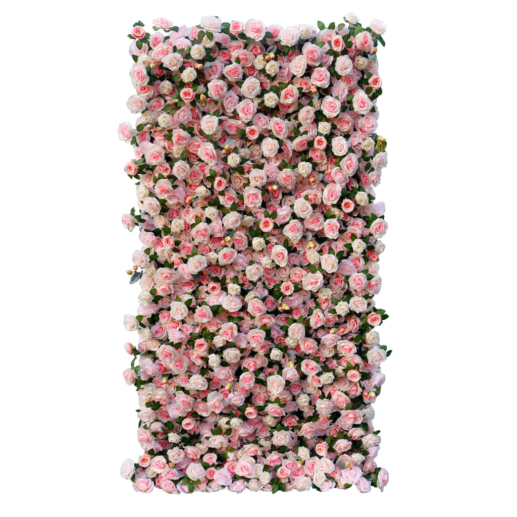 12 Pcs Artificial Flower Wall Panels, 23.6x15.74 Inch Flower Wall Mat Silk Flowers Panels for Wedding Backdrop Outdoor Garden Fence Photo Background Home Party Decor (Pink)