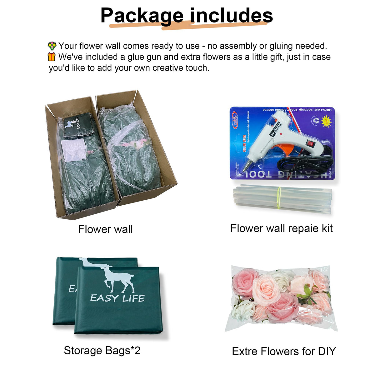 Luxury‌ Artificial Flower Wall Backdrop 5D Silk Purple Rose Flower Panel Wedding Baby Shower Party Birthday Decorative Quick Assembly