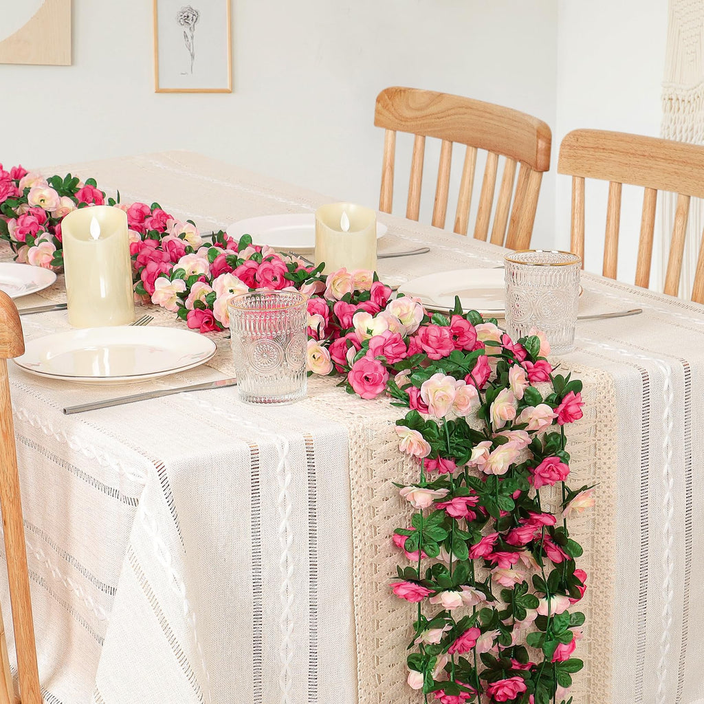 9 Pack 72 FT Artificial Flower Garland Fake Pink Roses Vines Silk Flowers