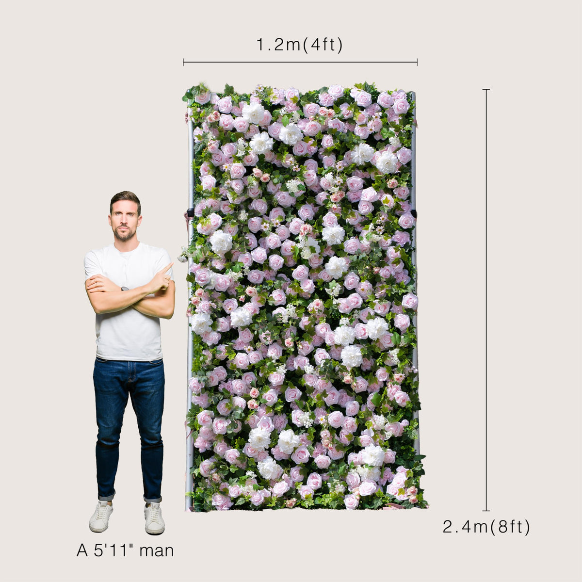 4ft*8ft Artificial Flower Wall Panels, 3D Silk Floral Wall Backdrop