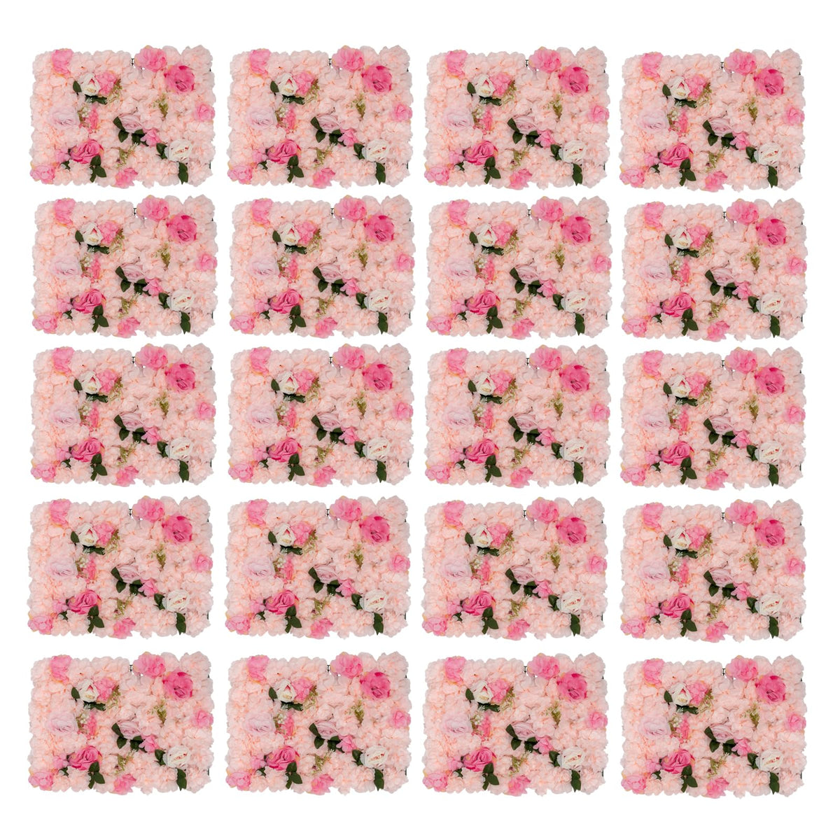 20 Pcs Artificial Floral Backdrop 3D Silk Rose Flower Wall Panel 60x40CM Flower Wall Background Wall-Mount Floral Wall Arrangement for Home Decoration (Light Pink)