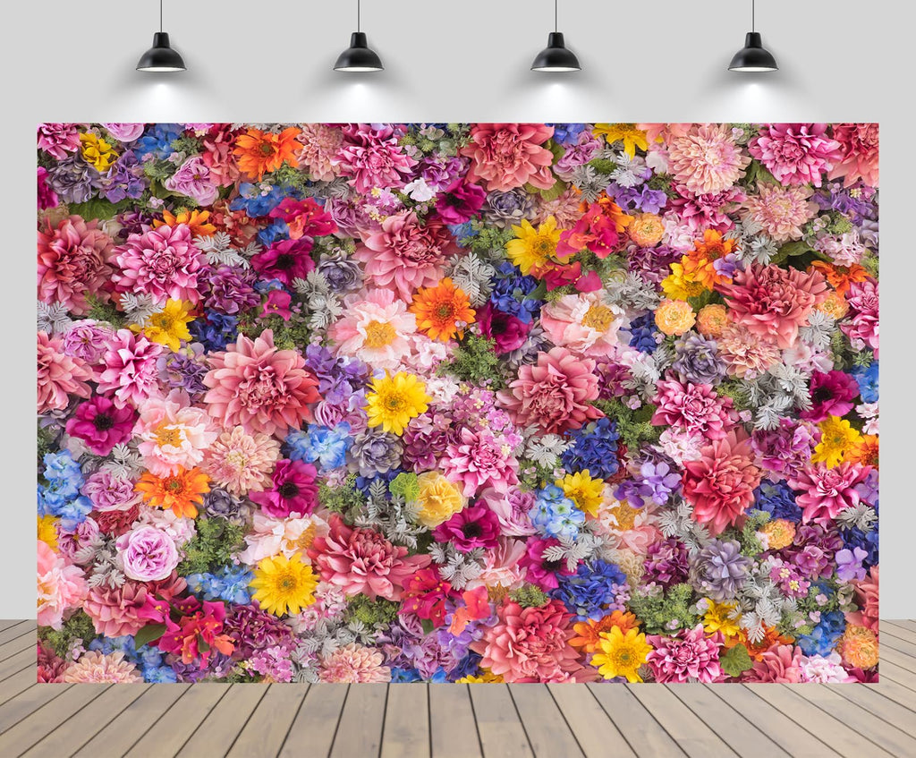 7x5ft Pink Rose Floral Flower Wall Backdrop Girls Wedding Birthday Bridal Shower Kids Portrait Background Photoshoot Cake Table Tea Party Photoshoot Decorations Photo Studio Props