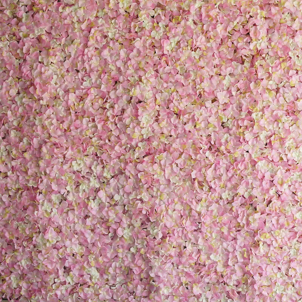 Efavormart 11 Sq ft. | Pink/Cream UV Protected Hydrangea Flower Wall Mat Backdrop - 4 Artificial Panels