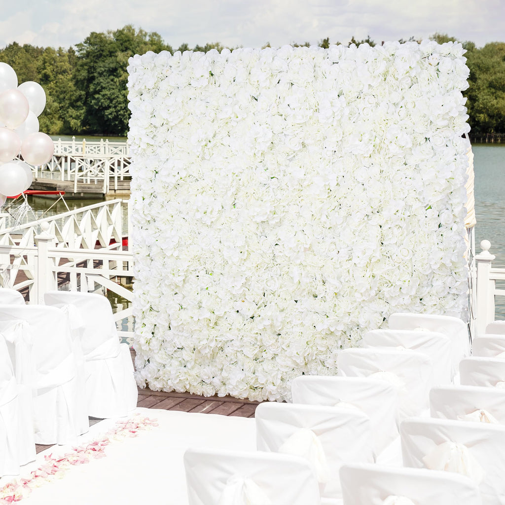 12pcs Flower Wall Backdrop16.5 x16.5 Artificial Floral Panels-White