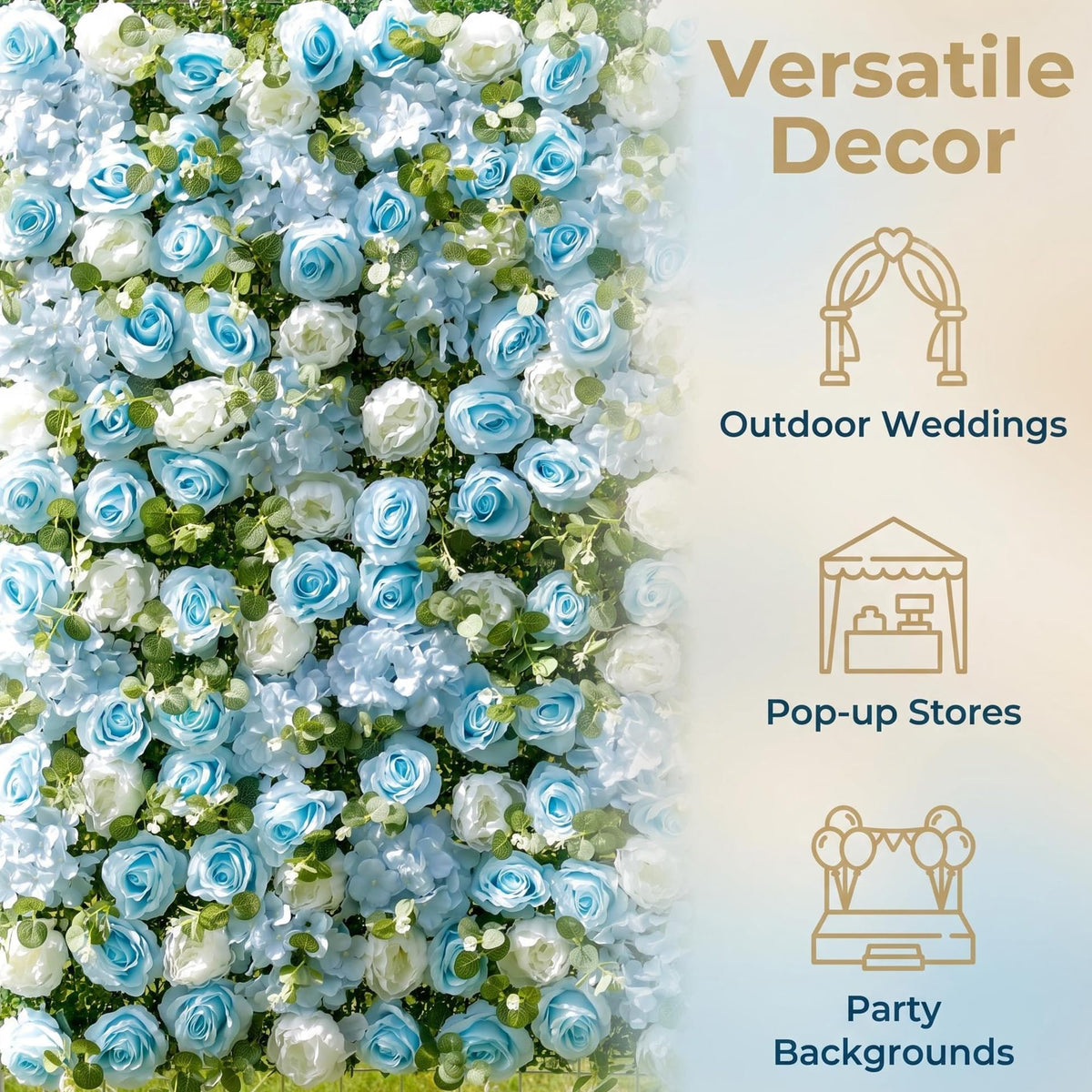 Flower Wall Backdrop 6 Panels 24x16 Inch Dusty Blue