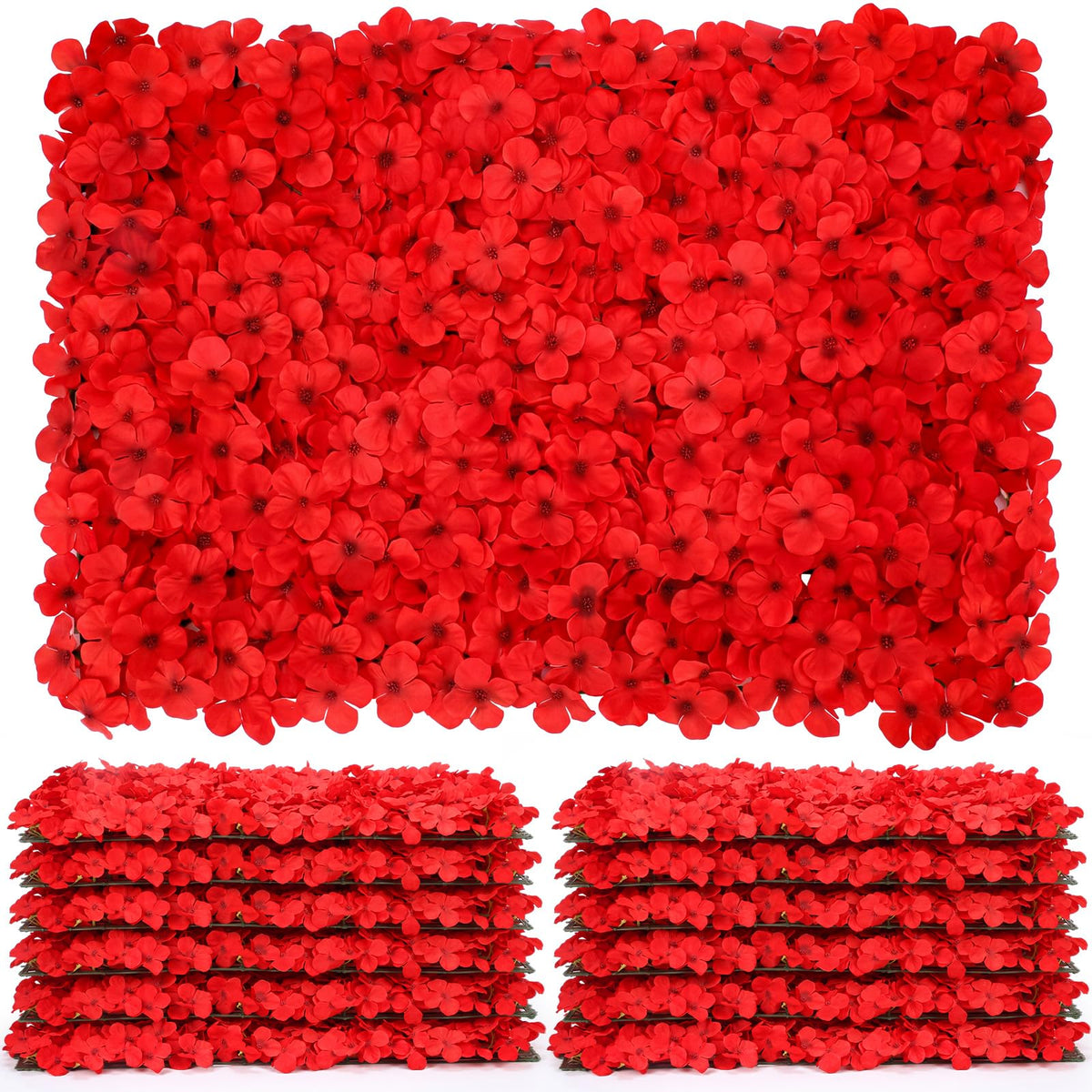 BLOSMON Red Flower Wall Backdrop for Wedding Decor, 12 Pcs, 24 x 16 Inches